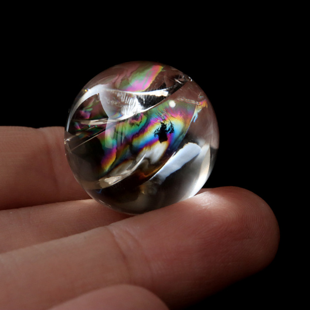 アイリスクォーツ 虹入り 天然 水晶 丸玉 台座付き レインボー パワーストーン 天然石