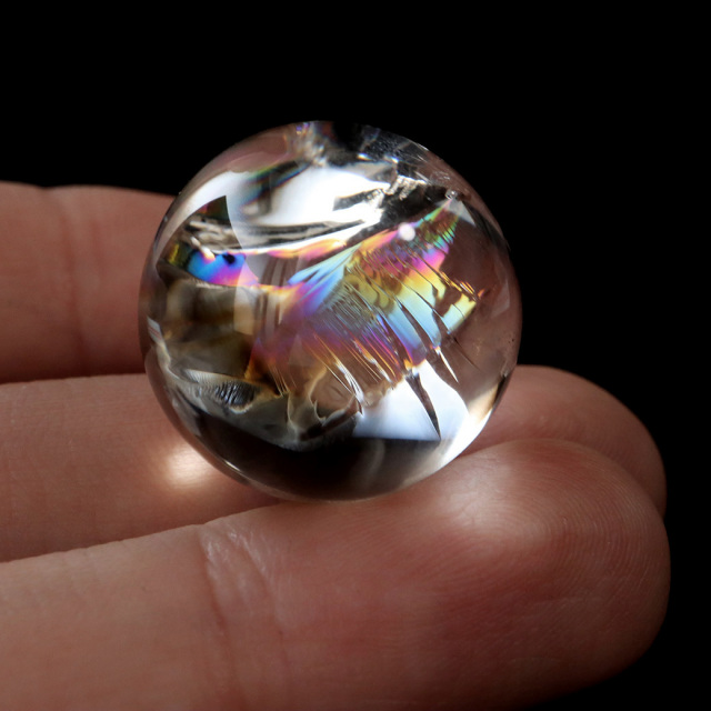 アイリスクォーツ 虹入り 天然 水晶 丸玉 台座付き レインボー パワーストーン 天然石