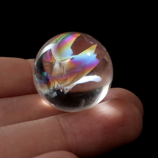アイリスクォーツ 虹入り 天然 水晶 丸玉 台座付き レインボー パワーストーン 天然石
