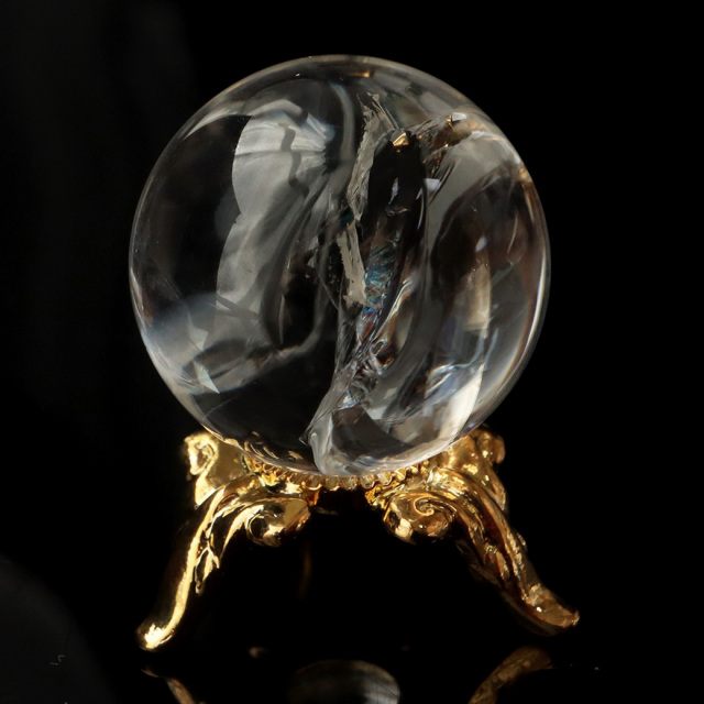 アイリスクォーツ 虹入り 天然 水晶 丸玉 台座付き レインボー パワーストーン 天然石