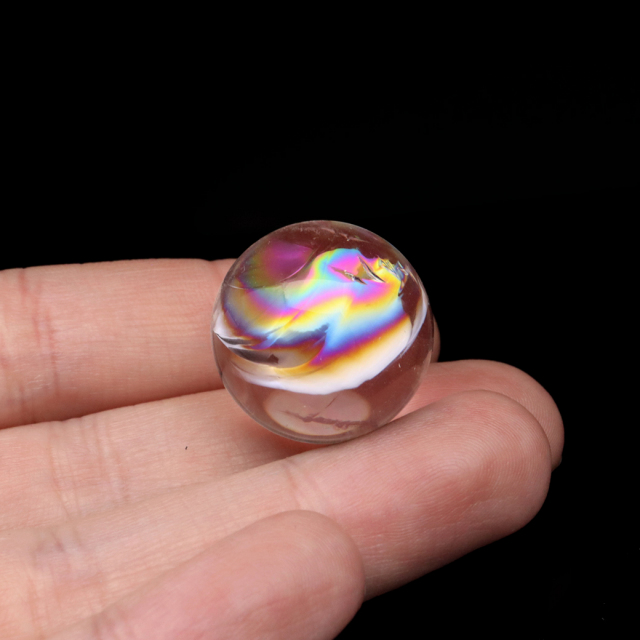 アイリスクォーツ 丸玉 水晶 虹入り 天然 台座付き レインボー パワーストーン 天然石