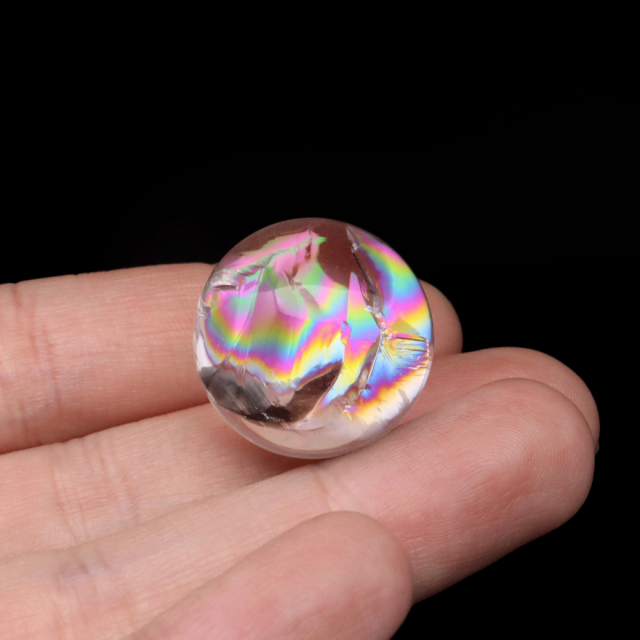アイリスクォーツ 丸玉 水晶 虹入り 天然 台座付き レインボー パワーストーン 天然石