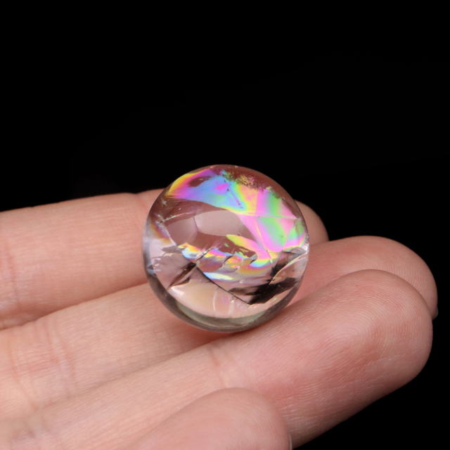 アイリスクォーツ 丸玉 水晶 虹入り 天然 台座付き レインボー パワーストーン 天然石
