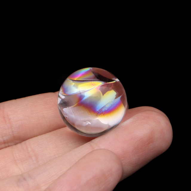 アイリスクォーツ 丸玉 水晶 虹入り 天然 台座付き レインボー パワーストーン 天然石