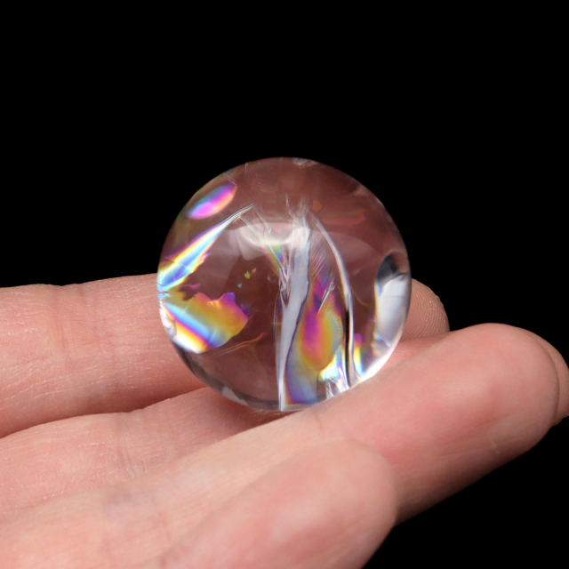 アイリスクォーツ 丸玉 水晶 虹入り AA 天然 直径約29mm 台座