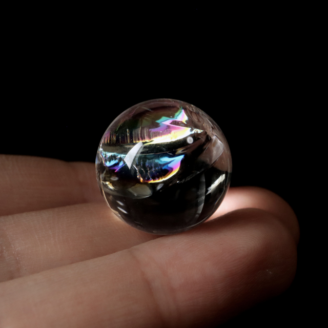 アイリスクォーツ 虹入り 天然 水晶 丸玉 台座付き レインボー パワーストーン 天然石