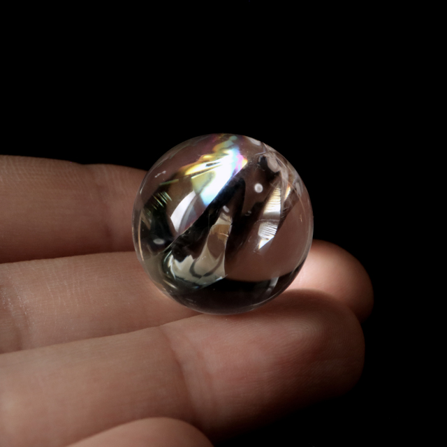 アイリスクォーツ 虹入り 天然 水晶 丸玉 台座付き レインボー パワーストーン 天然石