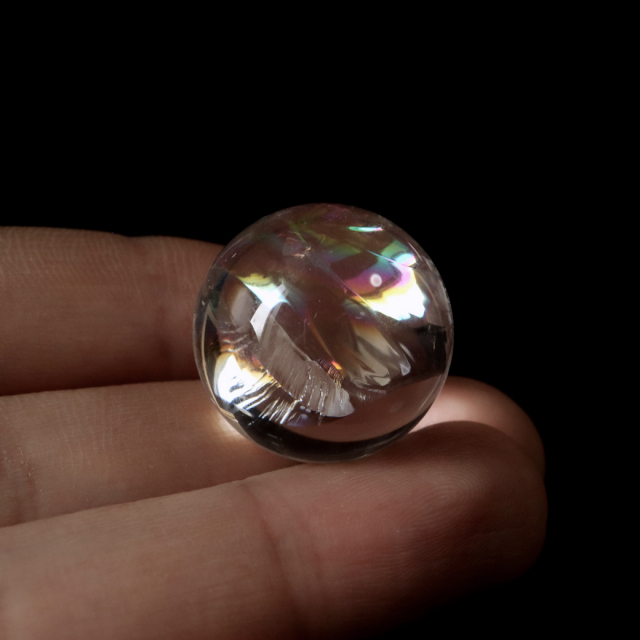 アイリスクォーツ 虹入り 天然 水晶 丸玉 台座付き レインボー パワーストーン 天然石