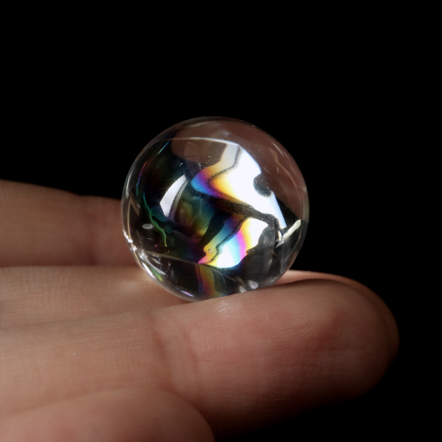 アイリスクォーツ 虹入り 天然 水晶 丸玉 台座付き レインボー パワーストーン 天然石