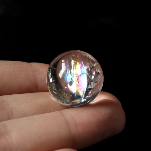 アイリスクォーツ 虹入り 天然 水晶 丸玉 台座付き レインボー パワーストーン 天然石