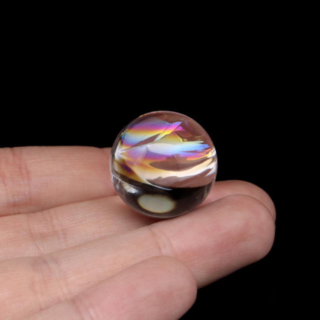 アイリスクォーツ 丸玉 水晶 虹入り 天然 台座付き レインボー パワーストーン 天然石