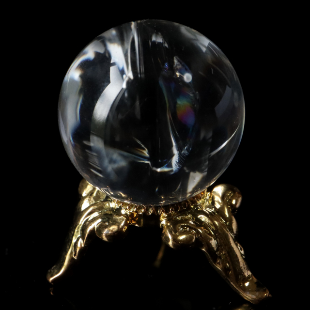 アイリスクォーツ 虹入り 天然 水晶 丸玉 台座付き レインボー パワーストーン 天然石