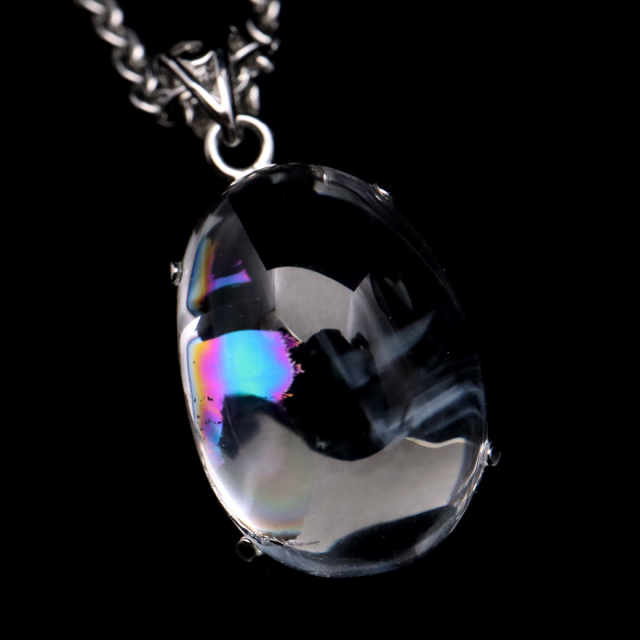 アイリスクォーツ 虹入り 水晶 ネックレス AAA 天然石 ペンダント高品質 Silver925 チェーン付き