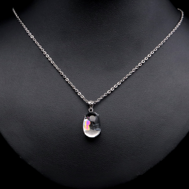 アイリスクォーツ 虹入り 水晶 ネックレス AAA 天然石 ペンダント高品質 Silver925 チェーン付き