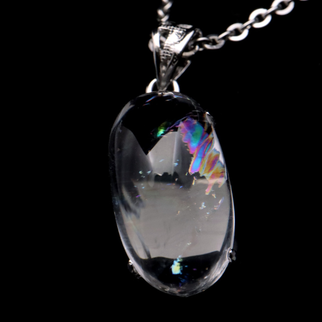 アイリスクォーツ 虹入り 水晶 ネックレス AAA 天然石 ペンダント高品質 Silver925 チェーン付き