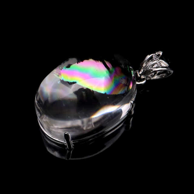 アイリスクォーツ 虹入り 水晶 ネックレス AAA 天然石 ペンダント高品質 Silver925 チェーン付き