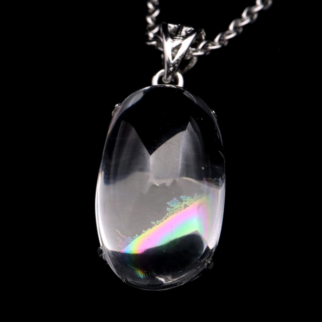 アイリスクォーツ 虹入り 水晶 ネックレス AAA 天然石 ペンダント高品質 Silver925 チェーン付き