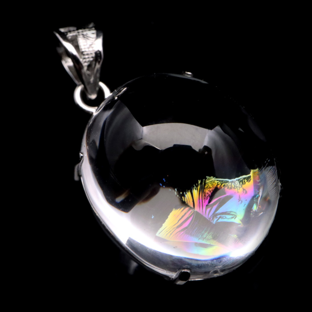 アイリスクォーツ 虹入り 水晶 ネックレス AAA 天然石 ペンダント高品質 Silver925 チェーン付き