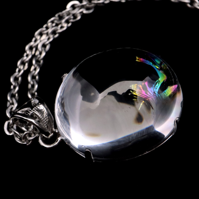 アイリスクォーツ 虹入り 水晶 ネックレス AAA 天然石 ペンダント高品質 Silver925 チェーン付き
