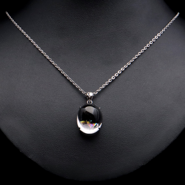 アイリスクォーツ 虹入り 水晶 ネックレス AAA 天然石 ペンダント高品質 Silver925 チェーン付き