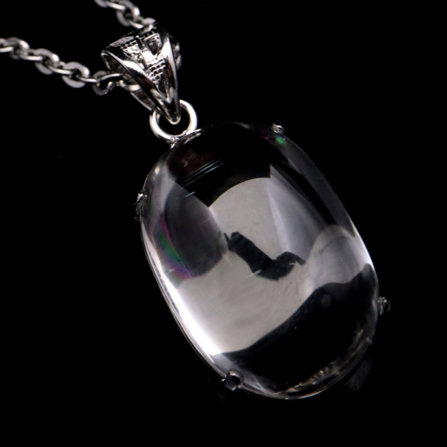 アイリスクォーツ 虹入り 水晶 ネックレス AAA 天然石 ペンダント高品質 Silver925 チェーン付き