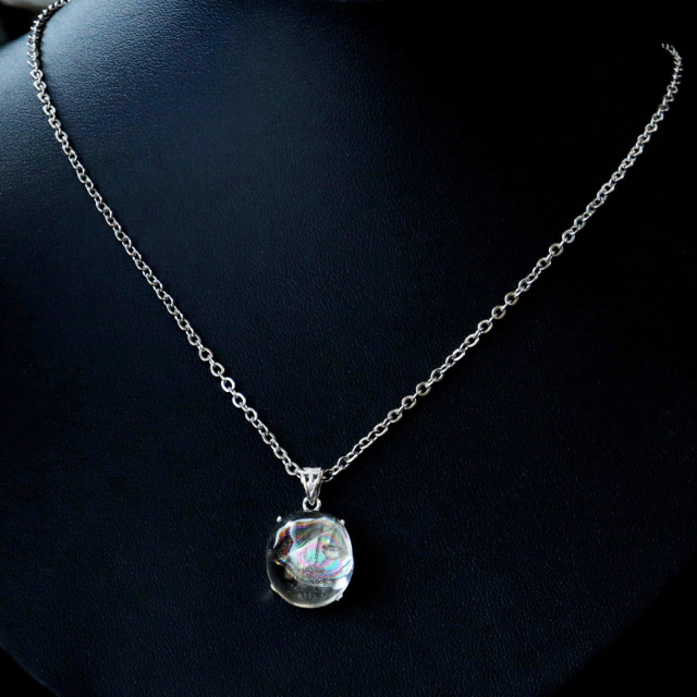 アイリスクォーツ 虹入り 水晶 ネックレス 天然石 ペンダント高品質 Silver925 チェーン付き