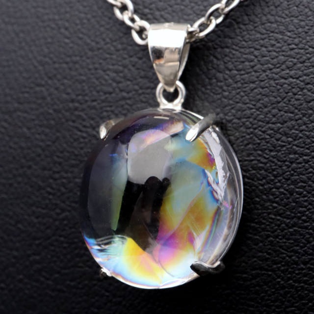 アイリスクォーツ 虹入り 水晶 ネックレス AAA 天然石 ペンダント高品質 Silver925 チェーン付き
