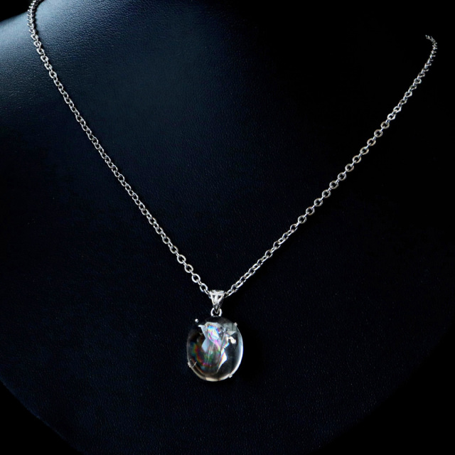 アイリスクォーツ 虹入り 水晶 ネックレス 天然石 ペンダント高品質 Silver925 チェーン付き