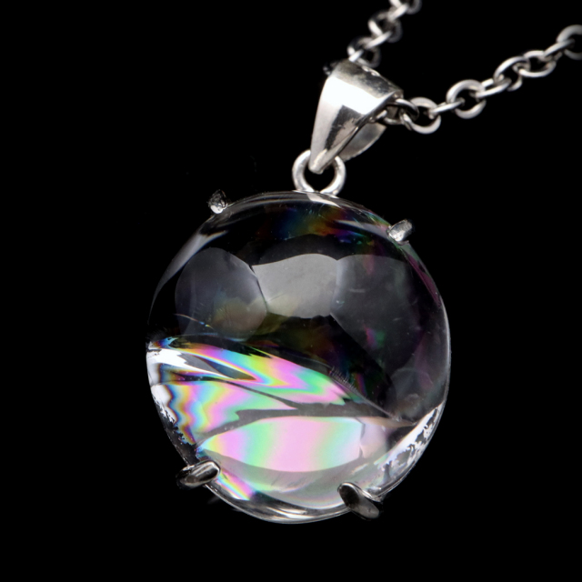 アイリスクォーツ 虹入り 水晶 ネックレス AAA 天然石 ペンダント高品質 Silver925 チェーン付き