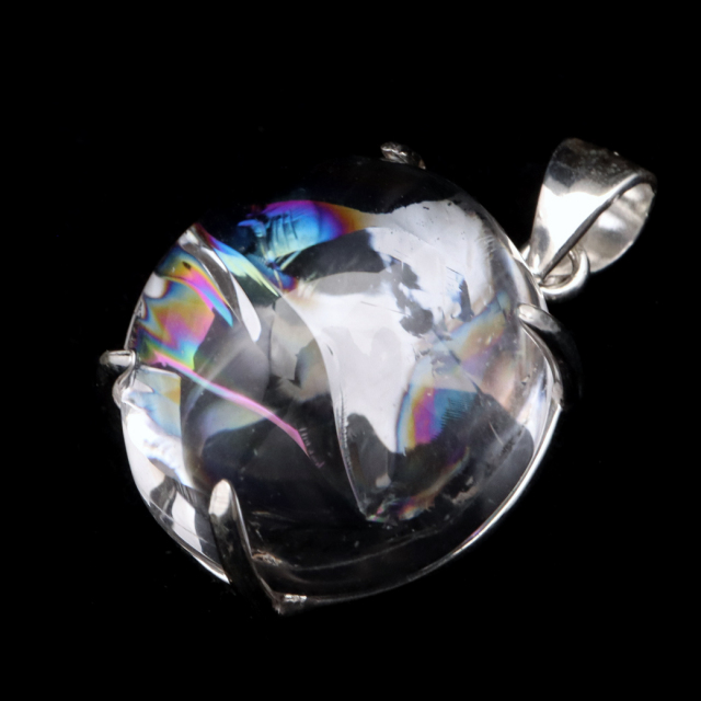 アイリスクォーツ 虹入り 水晶 ネックレス AAA 天然石 ペンダント高品質 Silver925 チェーン付き
