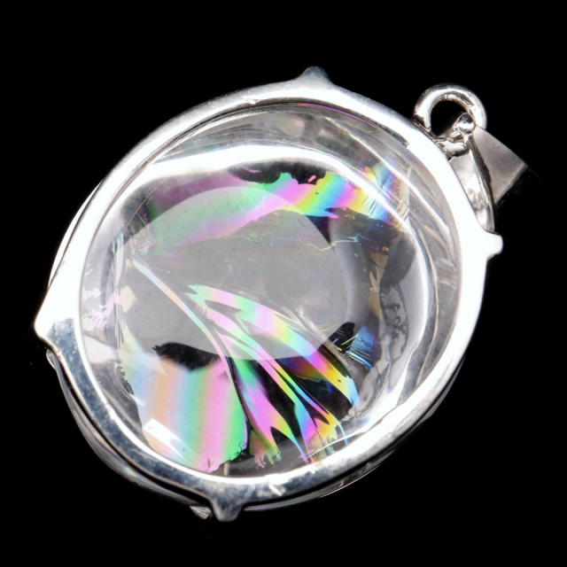 アイリスクォーツ 虹入り 水晶 ネックレス AAA 天然石 ペンダント高品質 Silver925 チェーン付き