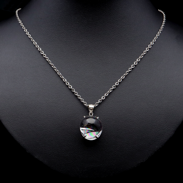 アイリスクォーツ 虹入り 水晶 ネックレス AAA 天然石 ペンダント高品質 Silver925 チェーン付き