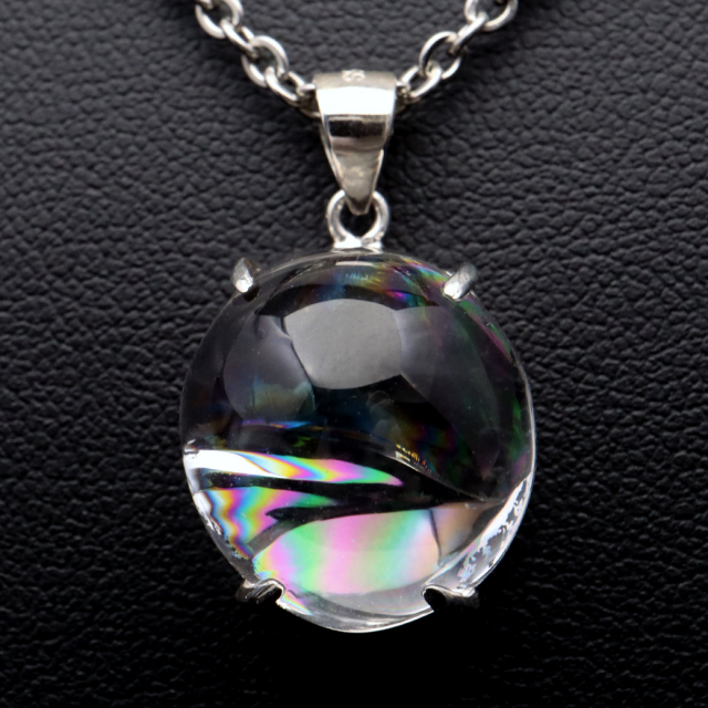 アイリスクォーツ 虹入り 水晶 ネックレス AAA 天然石 ペンダント高品質 Silver925 チェーン付き