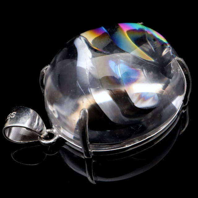 アイリスクォーツ 虹入り 水晶 ネックレス AAA 天然石 ペンダント高品質 Silver925 チェーン付き