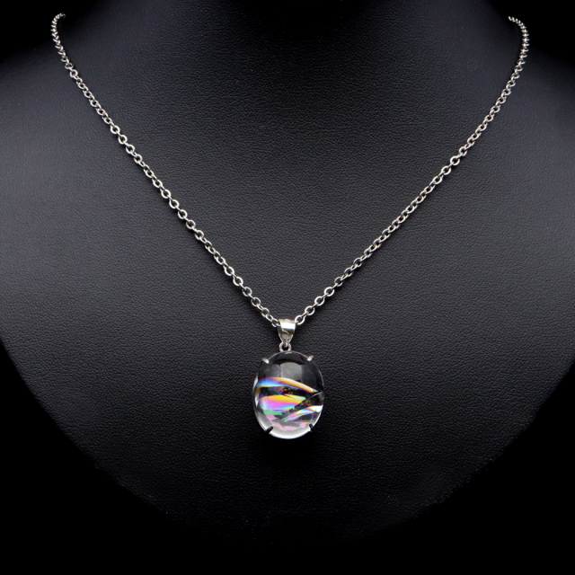 アイリスクォーツ 虹入り 水晶 ネックレス AAA 天然石 ペンダント高品質 Silver925 チェーン付き