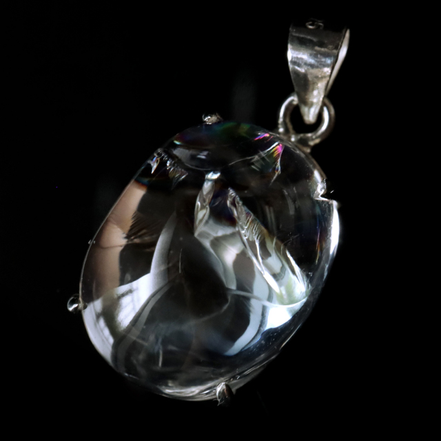 アイリスクォーツ 虹入り 水晶 ネックレス 天然石 ペンダント高品質 Silver925 チェーン付き