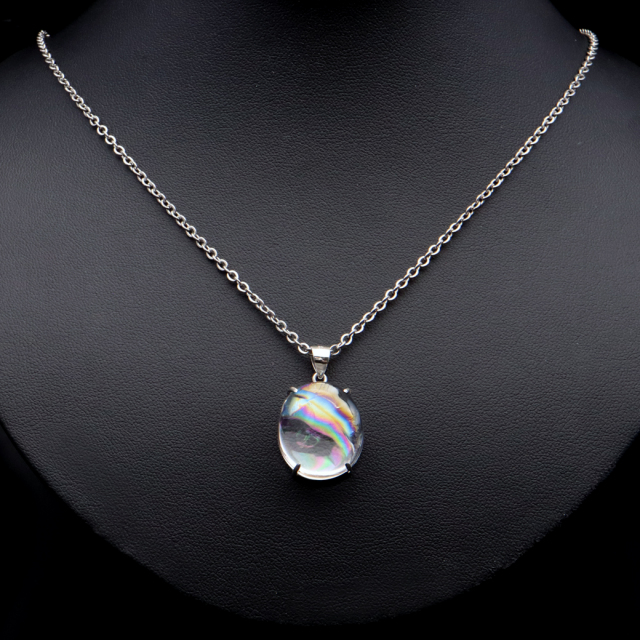 アイリスクォーツ 虹入り 水晶 ネックレス AAA 天然石 ペンダント高品質 Silver925 チェーン付き