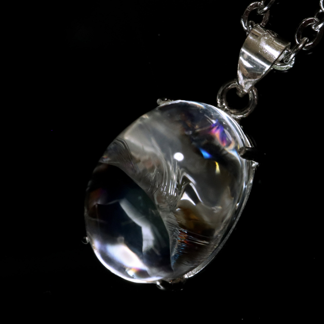 アイリスクォーツ 虹入り 水晶 ネックレス 天然石 ペンダント高品質 Silver925 チェーン付き