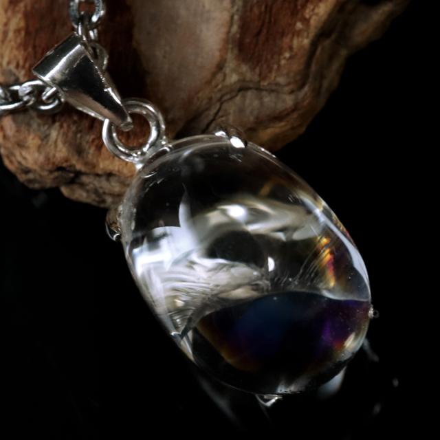 アイリスクォーツ 虹入り 水晶 ネックレス 天然石 ペンダント高品質 Silver925 チェーン付き