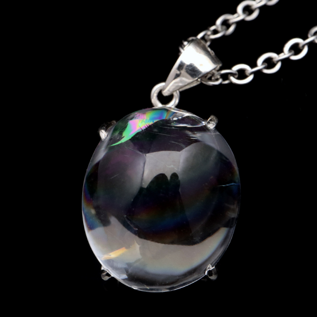 アイリスクォーツ 虹入り 水晶 ネックレス AAA 天然石 ペンダント高品質 Silver925 チェーン付き
