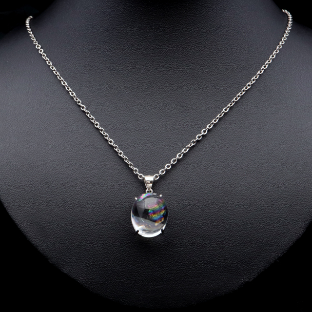 アイリスクォーツ 虹入り 水晶 ネックレス AAA 天然石 ペンダント高品質 Silver925 チェーン付き