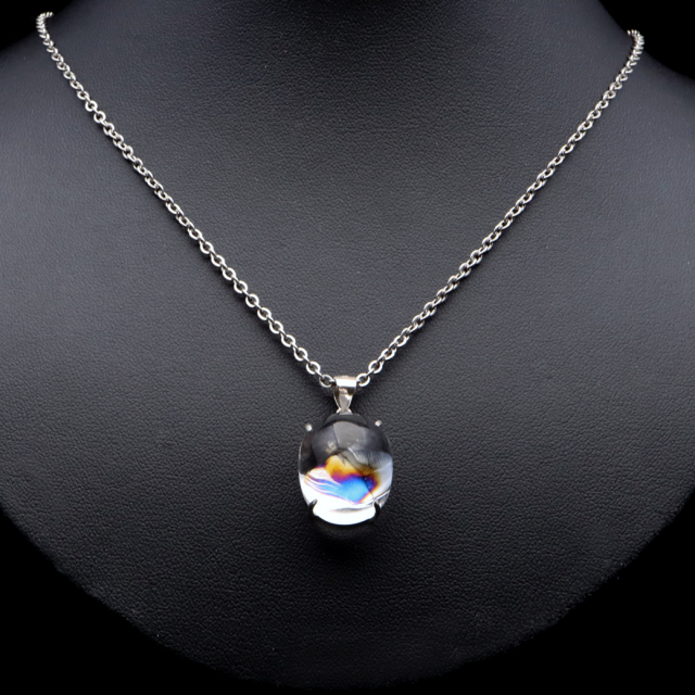 アイリスクォーツ 虹入り 水晶 ネックレス AAA 天然石 ペンダント高品質 Silver925 チェーン付き