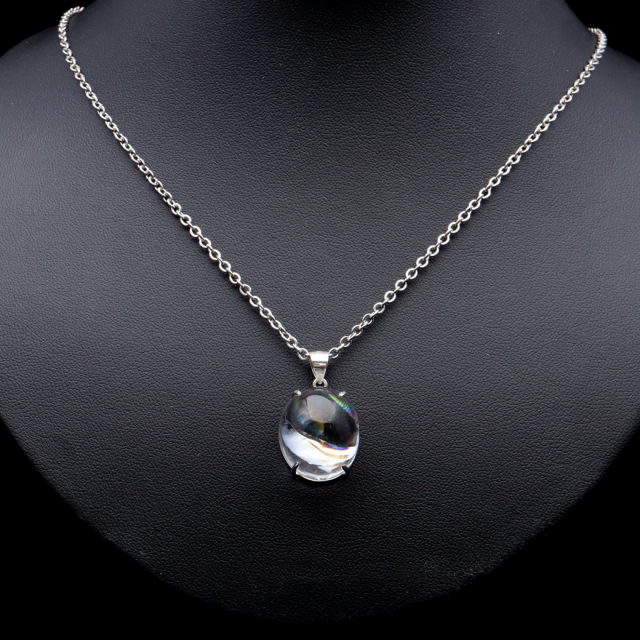 アイリスクォーツ 虹入り 水晶 ネックレス AAA 天然石 ペンダント高品質 Silver925 チェーン付き