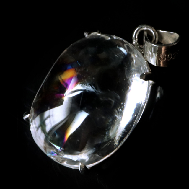 アイリスクォーツ 虹入り 水晶 ネックレス 天然石 ペンダント高品質 Silver925 チェーン付き