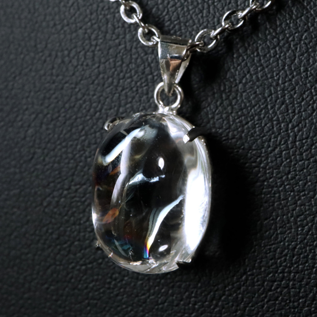 アイリスクォーツ 虹入り 水晶 ネックレス 天然石 ペンダント高品質 Silver925 チェーン付き