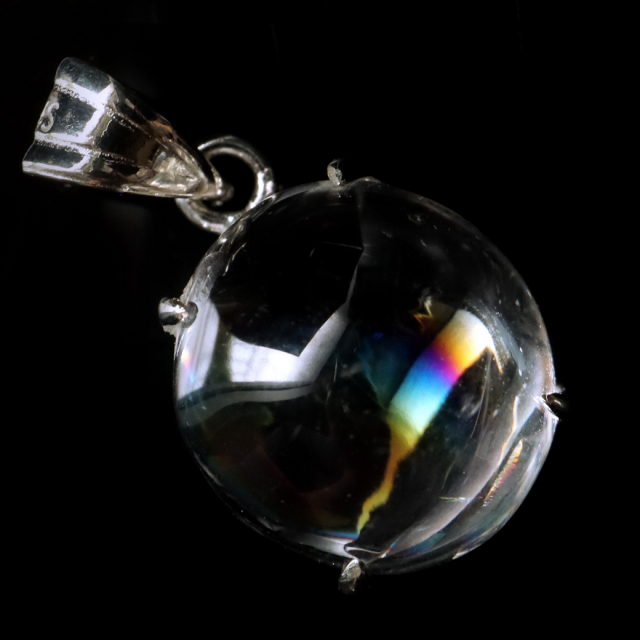 アイリスクォーツ 虹入り 水晶 ネックレス 天然石 ペンダント高品質 Silver925 チェーン付き