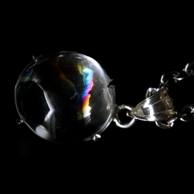 アイリスクォーツ 虹入り 水晶 ネックレス 天然石 ペンダント高品質 Silver925 チェーン付き