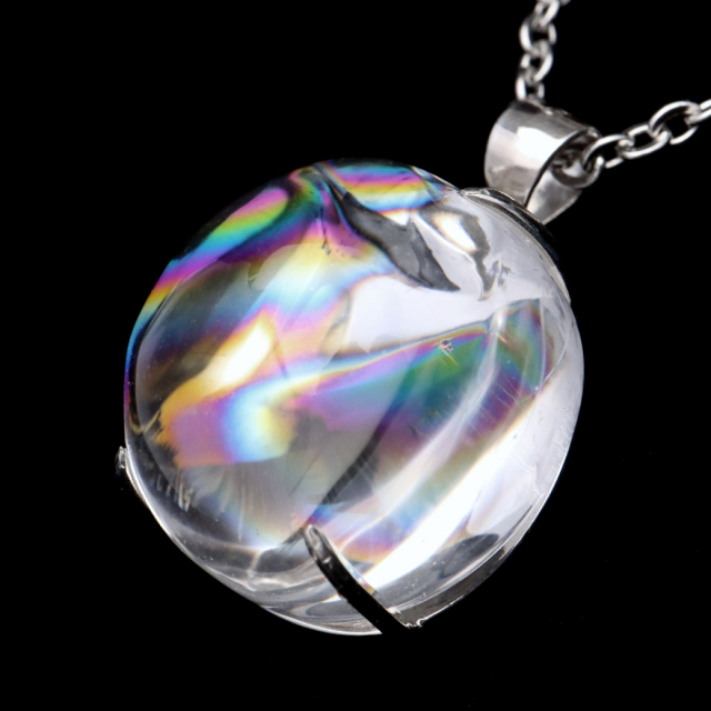 アイリスクォーツ 虹入り 水晶 ネックレス AAA 天然石 ペンダント高品質 Silver925 チェーン付き