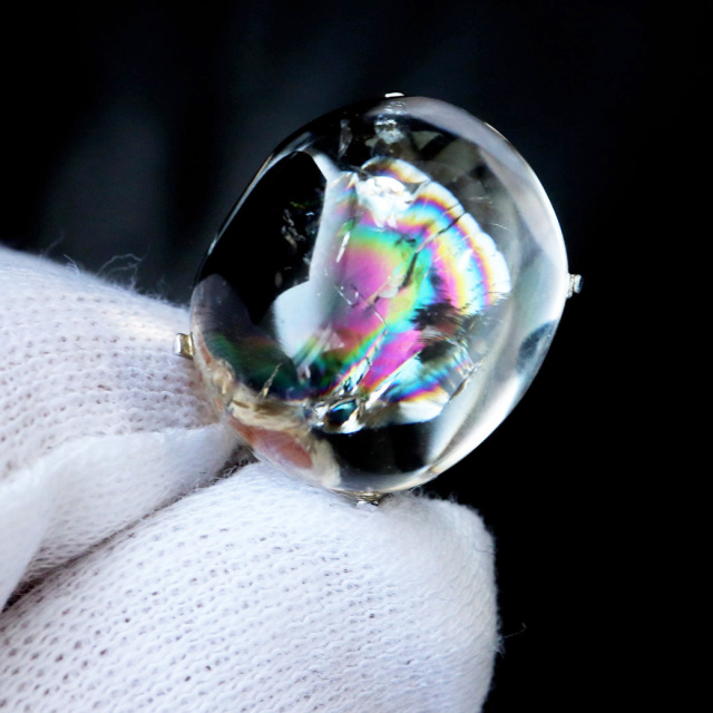 アイリスクォーツ 虹入り 水晶 ネックレス 天然石 ペンダント高品質 Silver925 チェーン付き