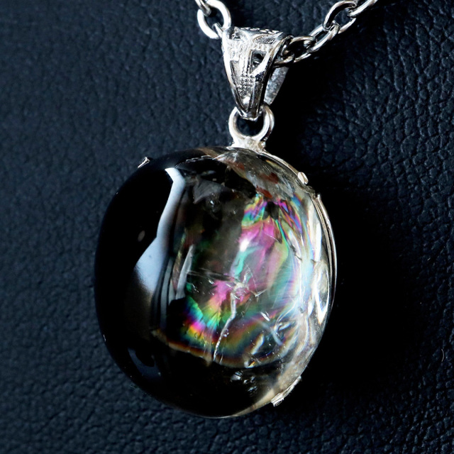 アイリスクォーツ 虹入り 水晶 ネックレス 天然石 ペンダント高品質 Silver925 チェーン付き